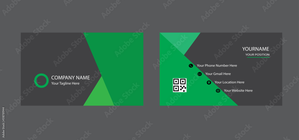 Double-sided creative business card template. Portrait and landscape orientation. Horizontal and vertical layout