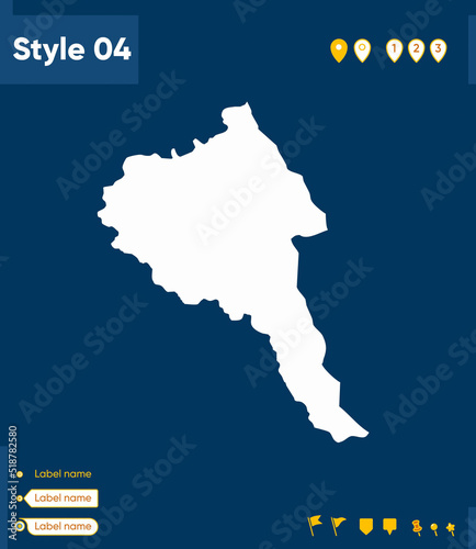 Bayan Olgii, Mongolia - map isolated on blue background. Outline map. Vector map.