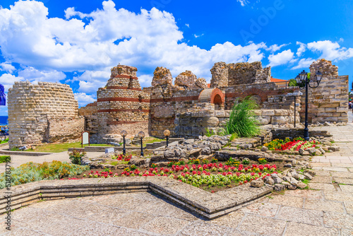 Nessebar (Nesebar), Bulgaria. Fortifications at the entrance of the Ancient City. Black Sea Coast, Burgas.