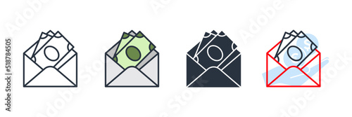 Salary in envelope icon logo vector illustration. dollar bills in envelope symbol template for graphic and web design collection