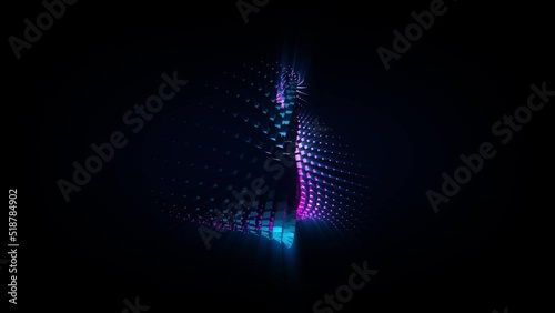 Abstract background 3D animation shiny futuristic object made of geometric elements transforms and rotates in space loop. Great for scientific, technological, industrial, futuristic, luxury, sci-fi il