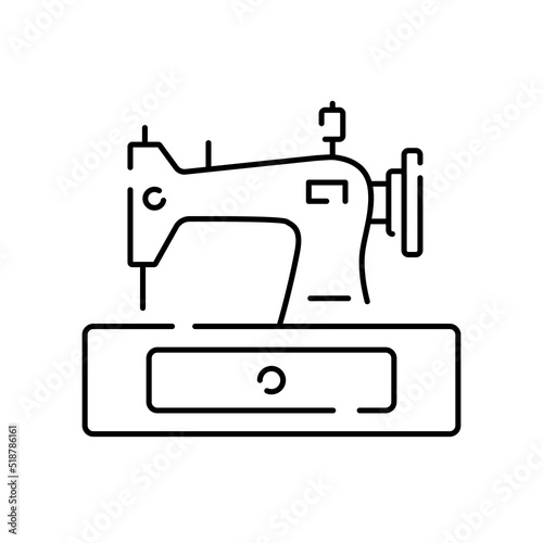 Fashion Atelier And Sewing Linear Vector Icon. Atelier, Tailor Shop Thin Line Contour Symbols Pack. Needlework, Dressmaking Studio. Stitching Equipment Outline. Sewing machine