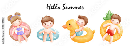 Fototapeta Naklejka Na Ścianę i Meble -  Hello Summer, Pool party. Vector illustration