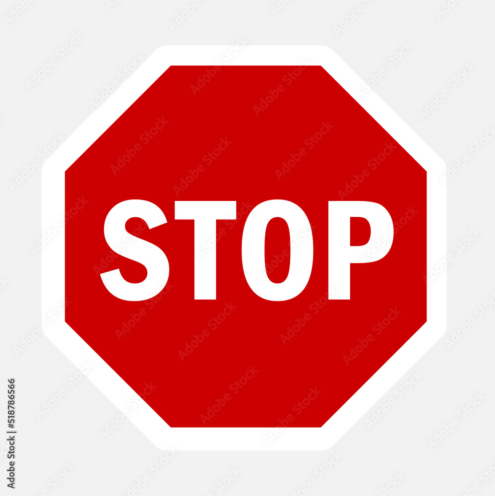 STOP sign!. Traffic stop sign isolated on white background. Red octagonal stop sign for prohibited activities. STOP sign!. Traffic stop sign isolated on white background. Red octagonal stop sign for prohibited activities.