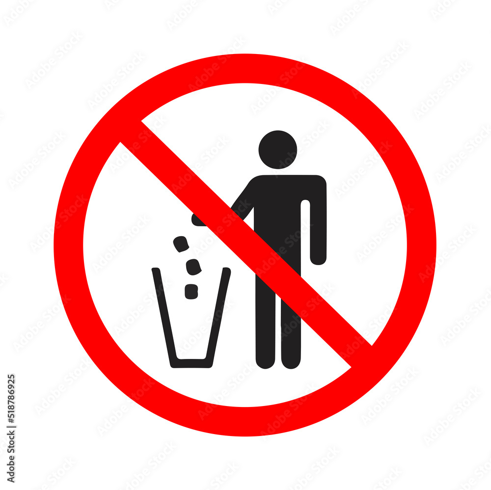 No litter sign, isolated on white background No litter sign, isolated on white background