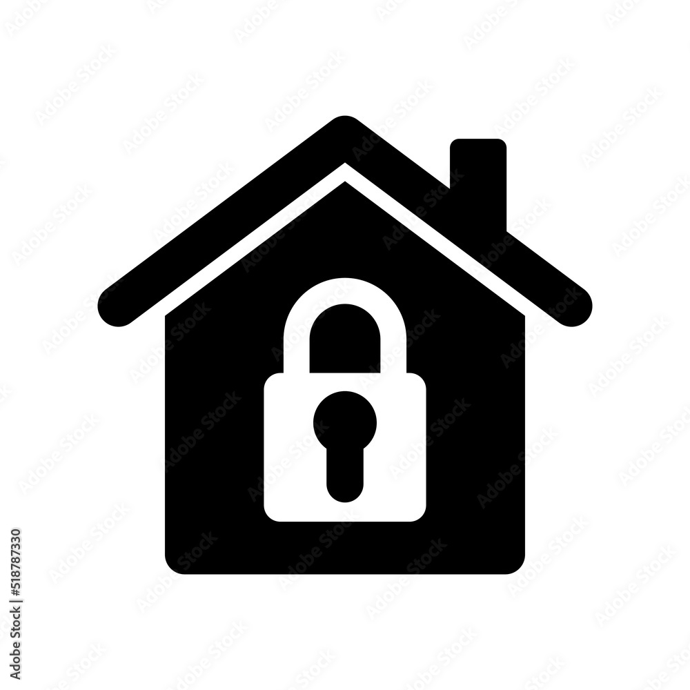 Locked house vector icon on white background Locked house vector icon on white background