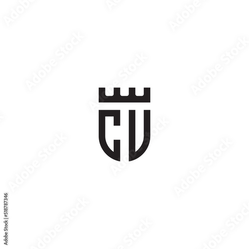 CU shield geometric leaf shape line initial concept with high quality logo design