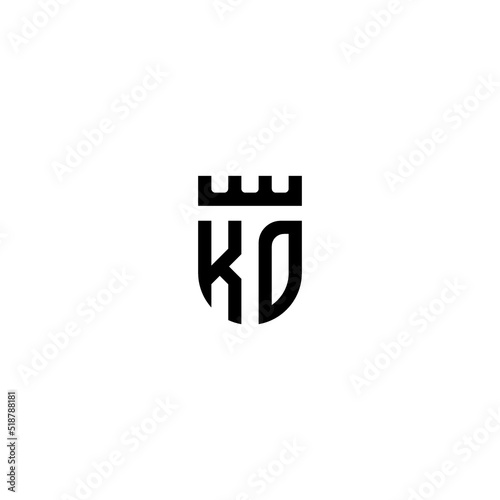 KO shield geometric leaf shape line initial concept with high quality logo design