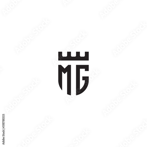 MG shield geometric leaf shape line initial concept with high quality logo design