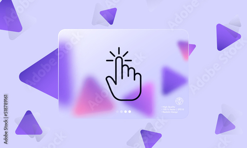 Tap the button line icon. Touch control, screen, gesture, hand, finger, user, press, push, swipe, display. Technology concept. Glassmorphism style. Vector line icon for Business and Advertising