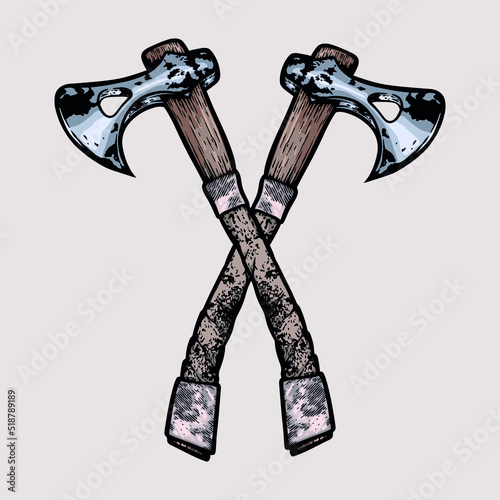 two fighting axes of Vikings - vector illustration