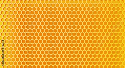 Yellow honeycomb structure pattern background. Food and nature concept. 3D illustration rendering
