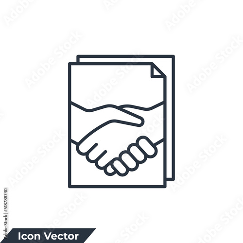 contract icon logo vector illustration. Business contract handshake symbol template for graphic and web design collection