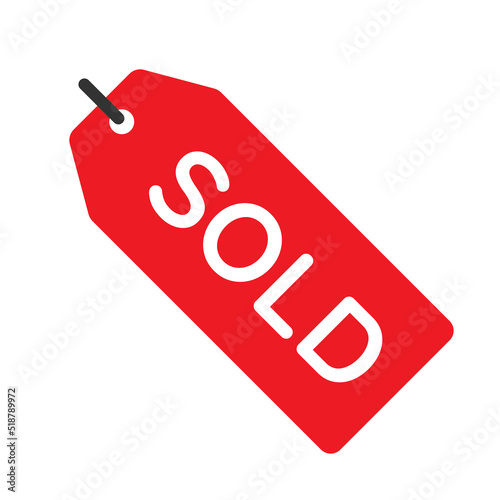 Sold tag vector icon isolated on white background
