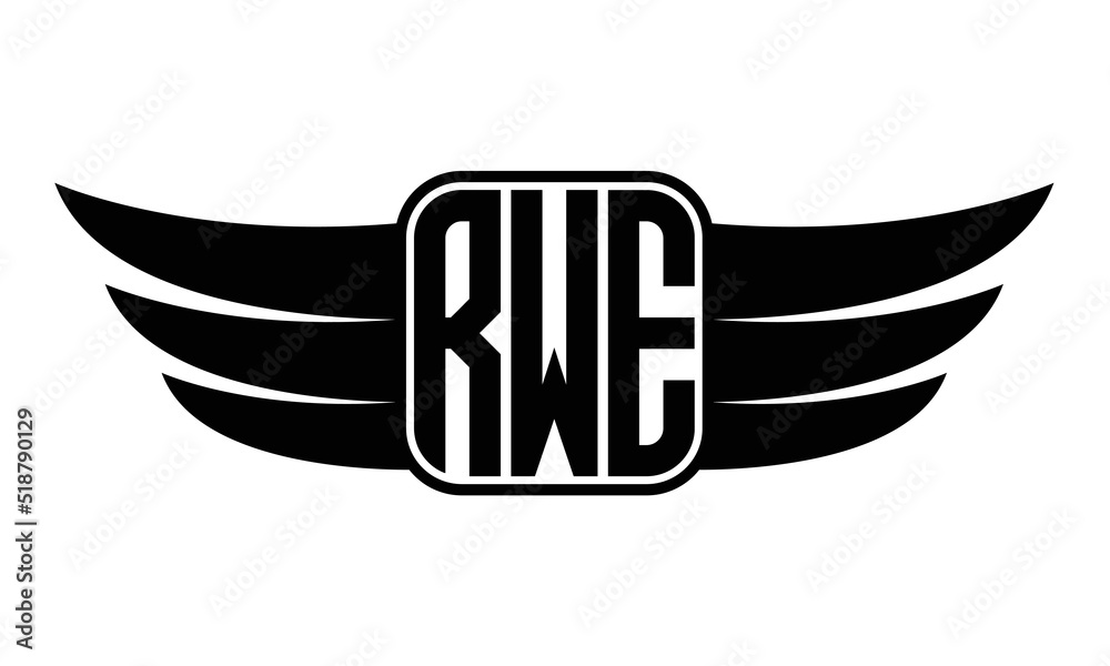 RWE three Letter Wings Flying Initial wing symbol minimalist creative ...