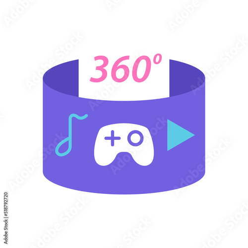 music video game digital multimedia 360 modern virtual reality vector flat illustration.