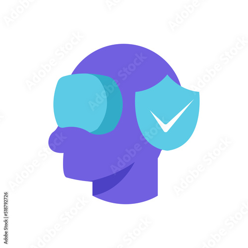 virtual reality goggles safety for mental health user icon vector flat illustration
