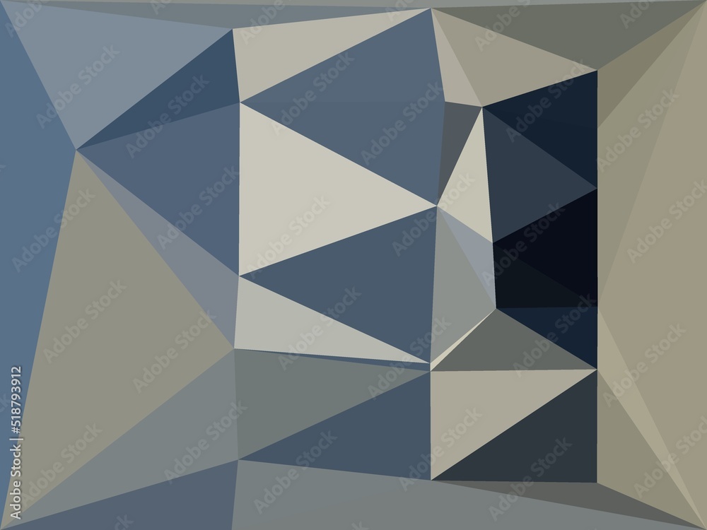 Fototapeta premium cubist triangular mosaic pattern and design in blue and beige