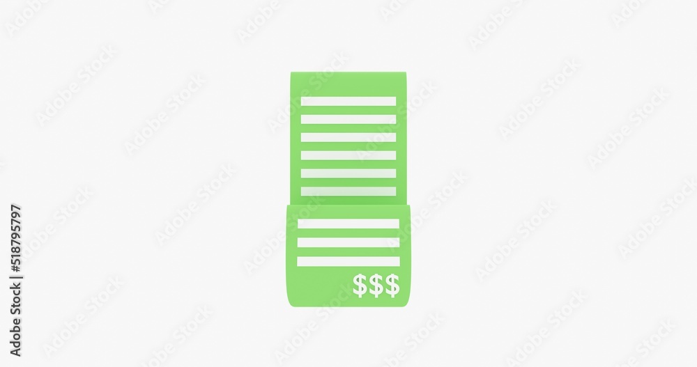 3D Render Invoice Front View 3D Render Invoice Front View
