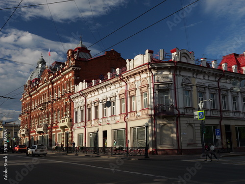  Old red brick building flooded with sun