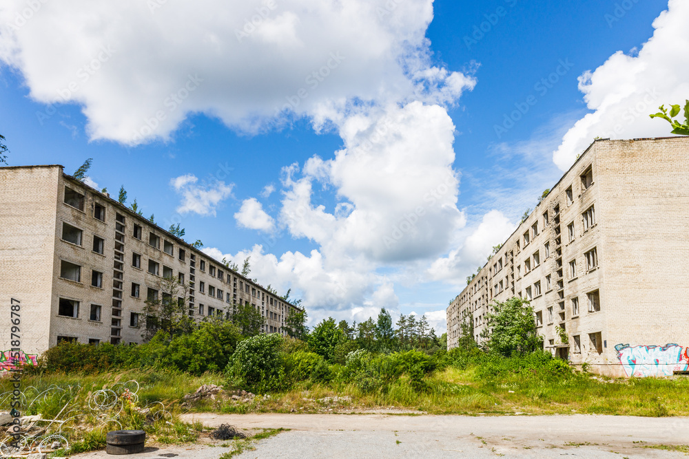 Abandoned secret Soviet Union military ghost town Irbene in Latvia
