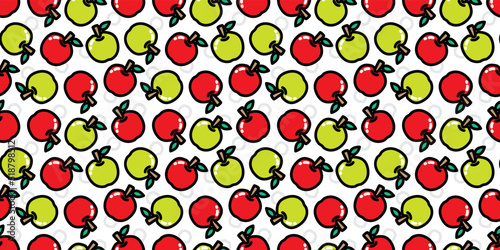 Apples illustration background. Seamless pattern. Vector. リンゴのイラストパターン