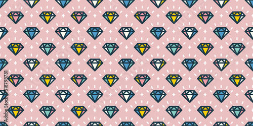 Diamonds illustration background. Seamless pattern. Vector. ダイヤモンドのイラストパターン