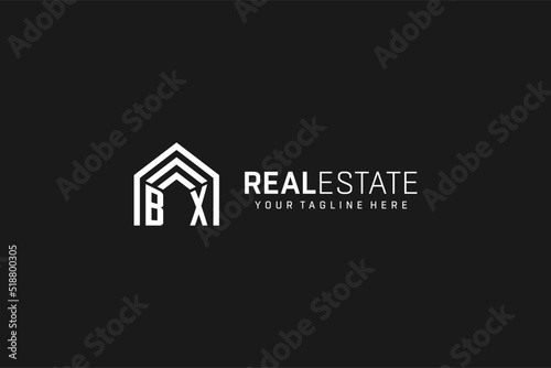 Letter BX house roof shape logo, creative real estate monogram logo style photo