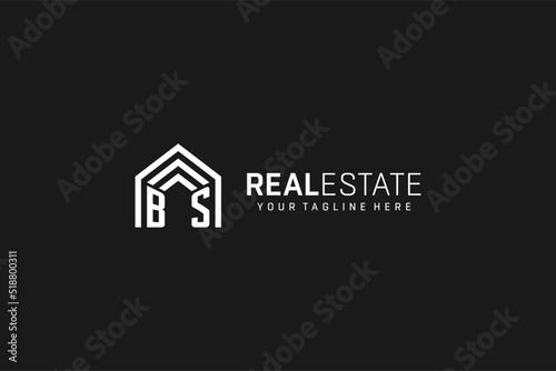 Letter BS house roof shape logo, creative real estate monogram logo style photo