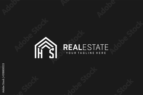 Letter HS house roof shape logo, creative real estate monogram logo style photo