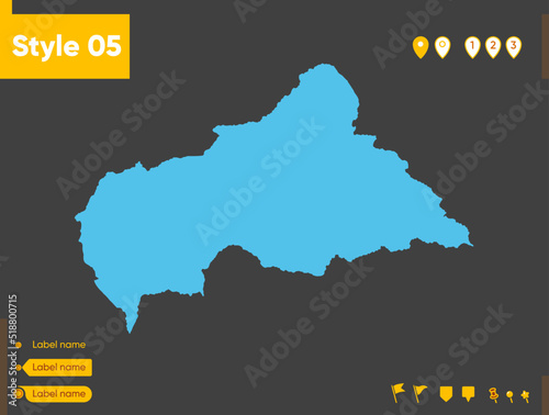 Central African Republic - map isolated on gray background. Outline map. Vector illustration.