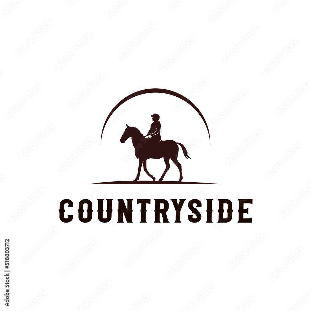 Cowboy Riding Horse Silhouette logo Cowboy Riding Horse Silhouette logo