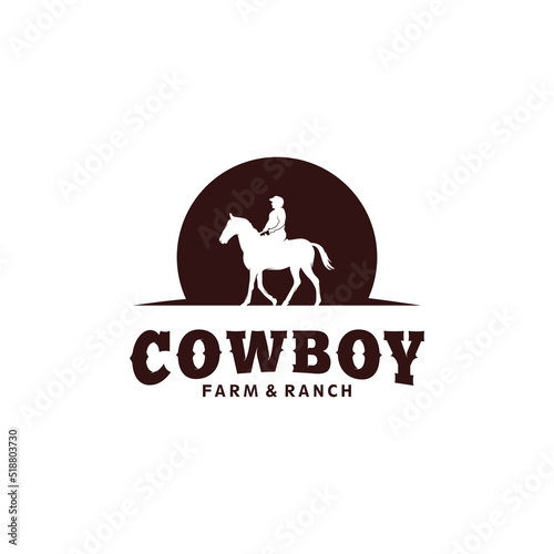Cowboy Riding Horse Silhouette logo