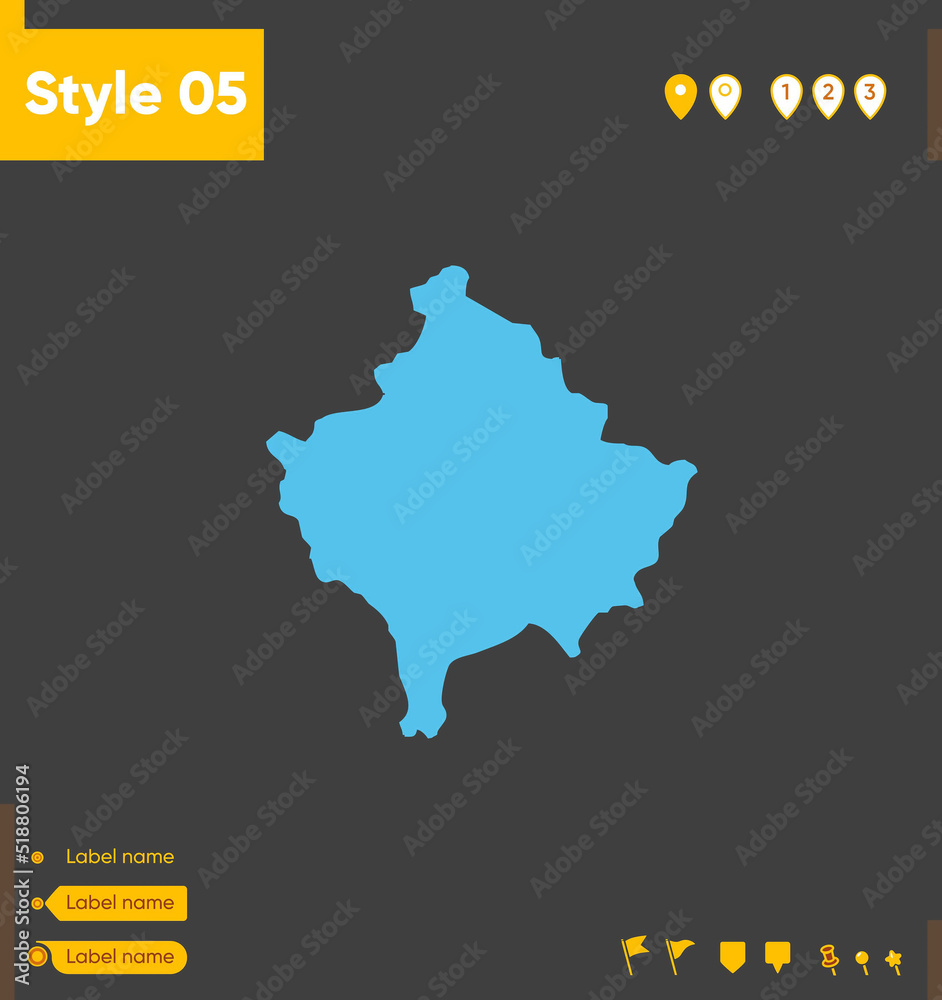 Kosovo - map isolated on gray background. Outline map. Vector illustration.
