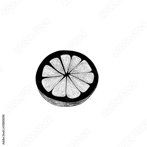 Set Hand drawn lemons with leaves: lemon wedges, half a lemon. Citrus organic...