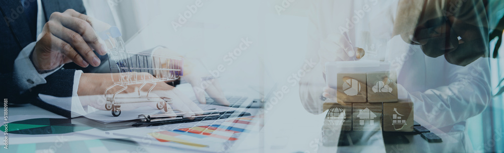 businesswoman hand working with laptop computer, tablet and smart phone in modern office with virtual icon diagram at modernoffice in morning light businesswoman hand working with laptop computer, tablet and smart phone in modern office with virtual icon diagram at modernoffice in morning light