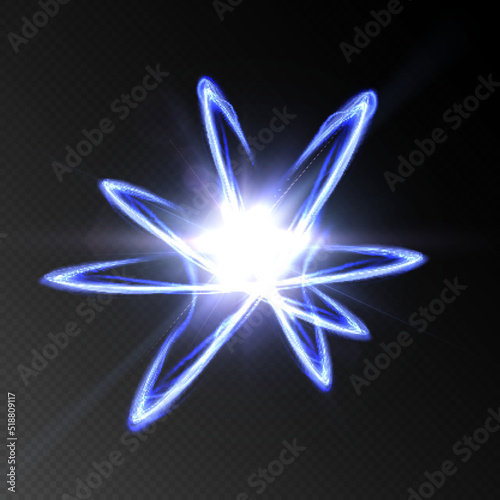 Atom vector model with neon light effect.