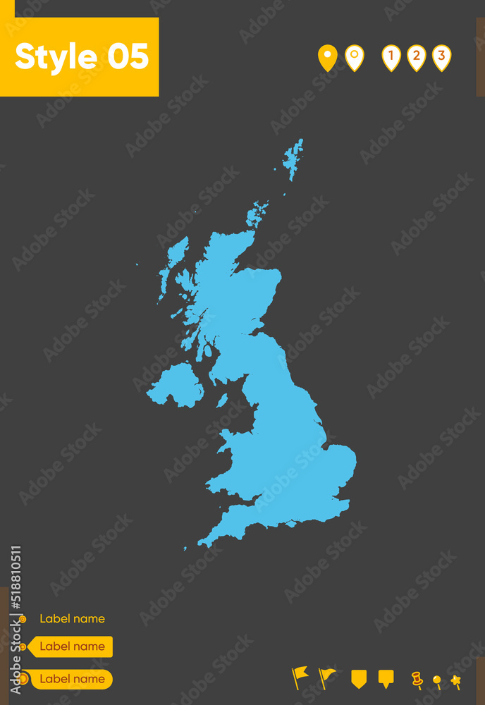 United Kingdom - map isolated on gray background. Outline map. Vector illustration.