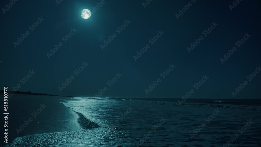 Ocean at Night with full moon