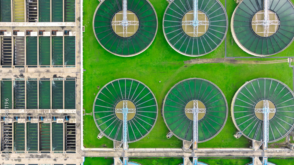 aerial view sewage treatment plant near downtown aerial view sewage treatment plant near downtown