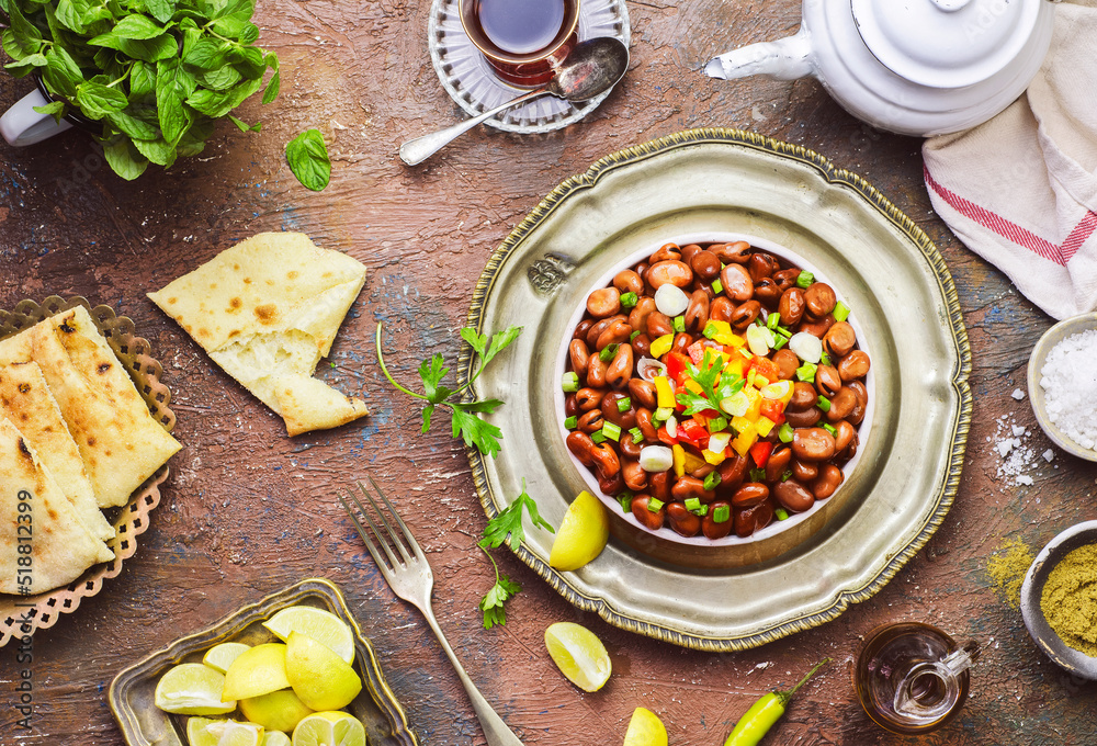 Arabic cuisine; Egyptian traditional dish "Ful Medames".Middle Eastern