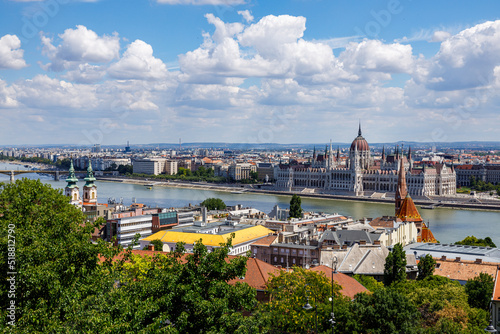 The city of Budapest with the parliament building 