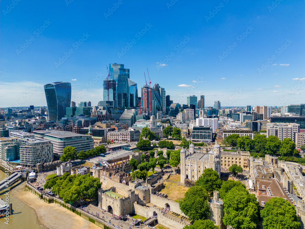 Aerial photo Tower of London with city view in background