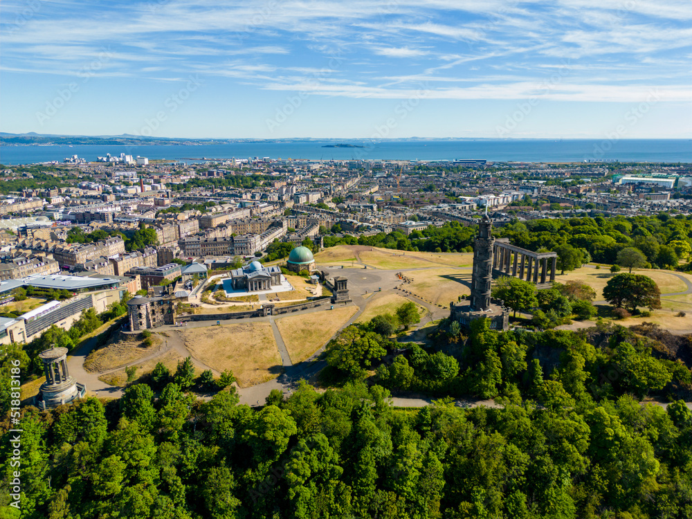 Aerial photo of Calton Hill Edinburgh Scotland UK