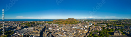 Aerial panoramic photo of Edinburgh Scotland UK