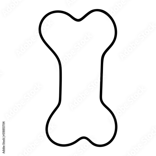 Bone. The doodle of the internal organ. Black contour drawing, linear bone icon