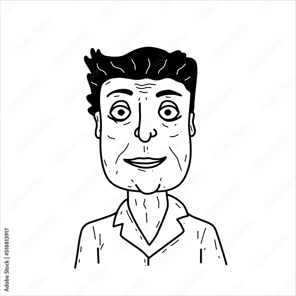 Adult man in hand-drawn style. Outline male character
