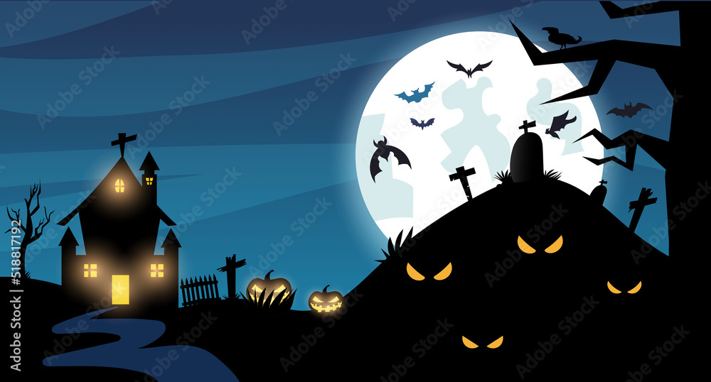 Fototapeta premium halloween night background vector illustration 