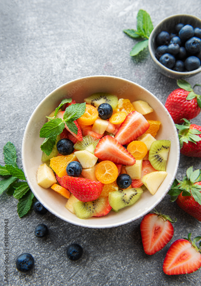 Healthy fresh fruit salad in a bowl Healthy fresh fruit salad in a bowl