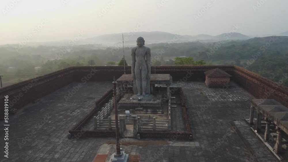 Gomateshwara Statue built in the 15th century. Jain statue stands 40 ft